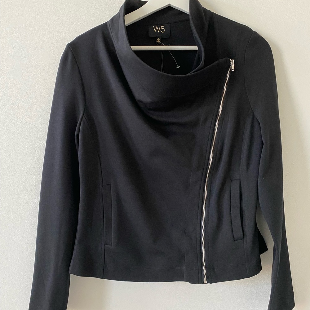 W5 Women’s Black Side Zip Asymmetrical Moro Style Jacket